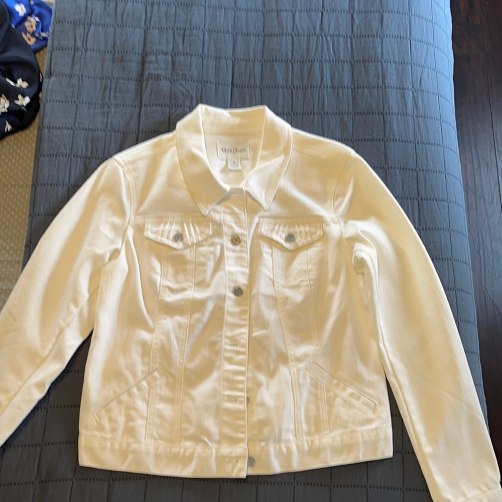 White House Black Market white jean jacket